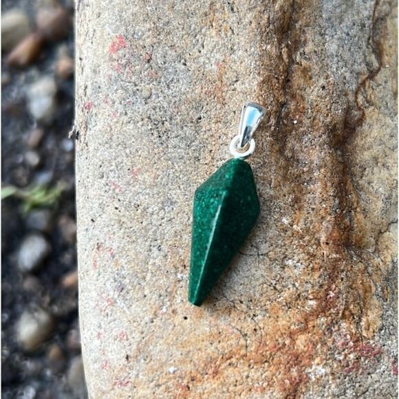 NIB Constituted Malachite Fancy Pendant in Sterling Silver 5.78 ctw - Picture 4 of 7